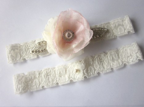 Bridal Garter Set - NEW 2012 Stardust Elegance - Soft Pink & Ivory - Available in all colours